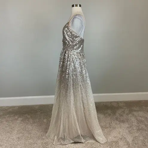 Eliza J Sequined Backless Sleeveless Long Ball Gown Gold Size 8 Formal Dress