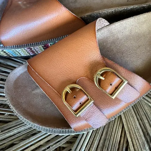 Kimono floral wrap poncho / Retro Tan Platform Sandals festival Size undefined