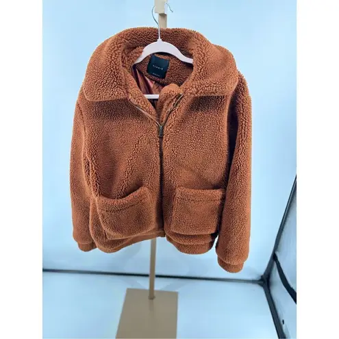 Elodie Anthropologie Faux Sherpa Teddy Coat Oversized Rust Size Medium Pockets