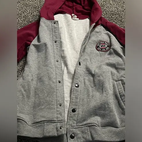 Vans  Off The Wall red and gray button up varsity jacket L - Image 14