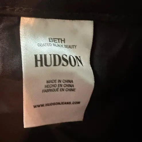 Hudson Beth Mid Rise Baby Boot Size 32 Black Coated Beauty Inseam 34” Long
