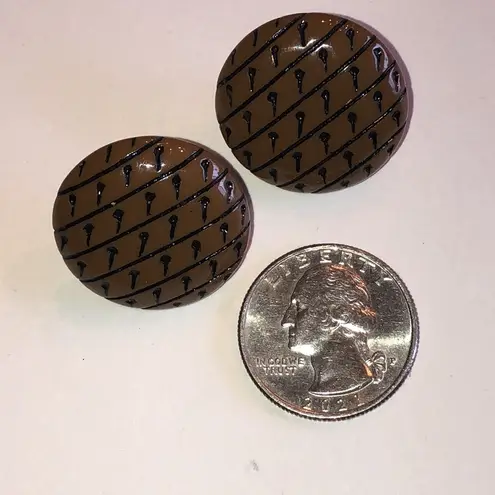 Brown Patterned Round Retro Boho Vintage Earrings