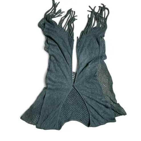 Womens Fairycore Knit Fringe Shawl Wrap Cardigan Boho Gray Grunge Size undefined - Image 3