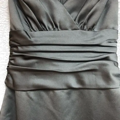 David's Bridal David’s bridal size 2 black satin long pencil skirt gown has V-neck