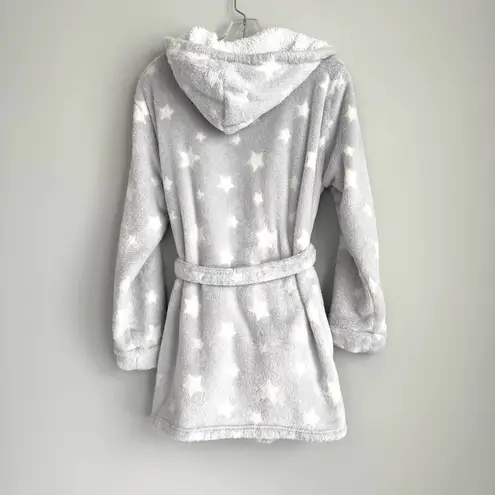Women's Star Print Cozy Robe with belt Gray XS/S Target Size undefined