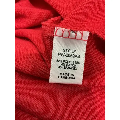 Zenana Womans  V Neck Snap Front Long Sleeve Red Stretch Cardigan Sweater Large