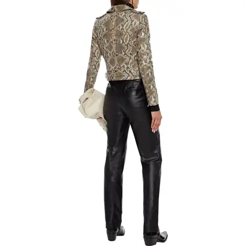 IRO Luiga Snake-Effect Leather Biker Jacket