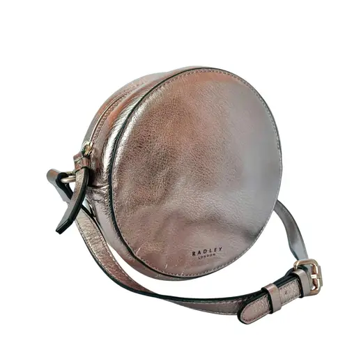 Radley London Fulham Palace Rose Gold Leather Zip Around Circle Crossbody Bag