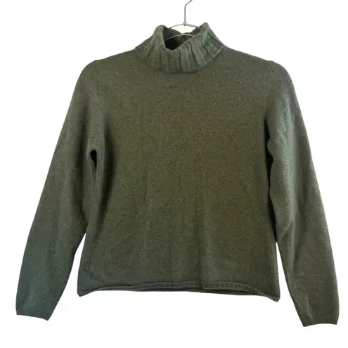 Geneva Petite 100% Cashmere Sweater P/M Green Turtleneck Softcore Quiet Luxury Size undefined
