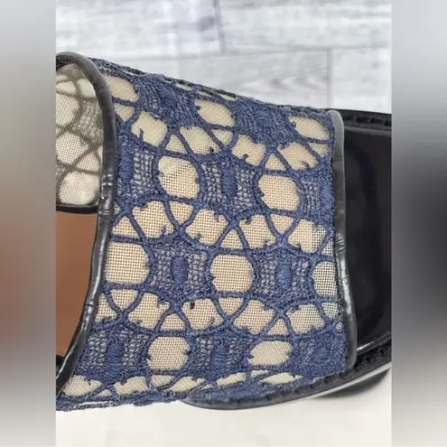 Carven Mesh and Lace open toe heels size 37/7 Blue