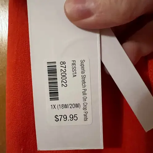 Soft Surroundings Superla Stretch Pull On Straight Leg Crop Pants Orange NWT 1X