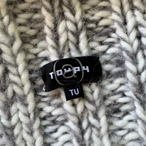 Chunky High Neck Wool Zip Up Sweater Gray