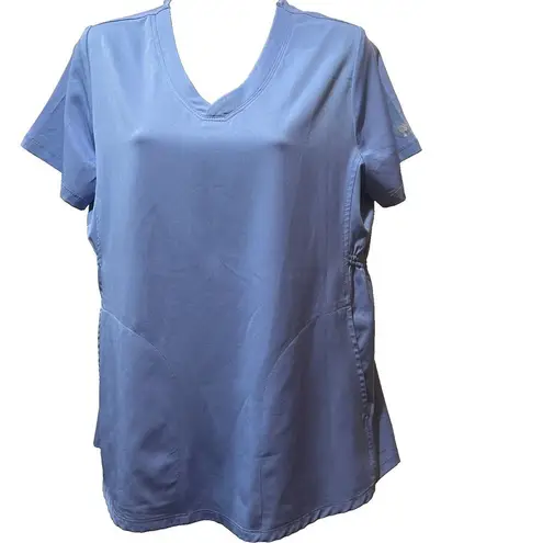 Healing Hands HH Works by  Women's Short Sleeve V-Neck Scrub‎ Top Blue Small