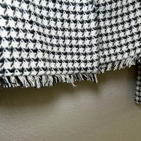 Lili Sidonio Houndstooth Blazer Fringe Trim Women's Jacket preppy care academia Black Size L