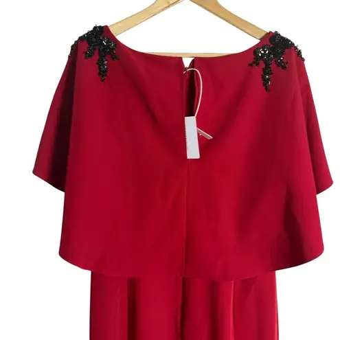 Marchesa Notte Red Embellished Cape V