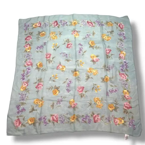 Vintage Echo Light Blue Floral Semi Sheer Scarf