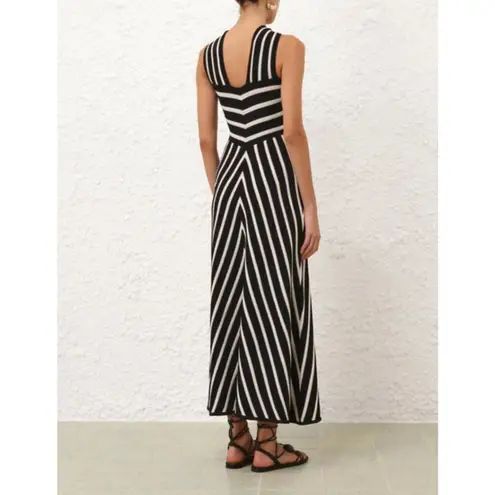 Zimmermann NWT Illuminate Halter Knit Midi Dress Black/Cream Size 0