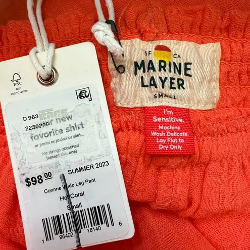 Marine layer Corinne Wide Leg Pants Women's Small Hot Coral Guazy Beach NWT