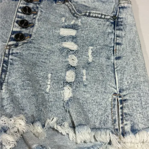 Ban Jara Blue High-Waisted Distressed Jean Shorts