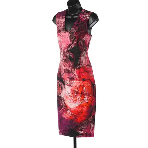 Fuzzi Pink & Fuchsia Abstract Floral Knee Length Dress Size M