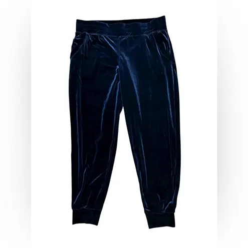 Liverpool Pull-On Stretch Velvet Joggers Midnight Blue Sz LG Holiday Pockets