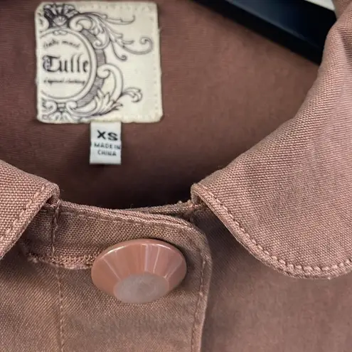 Tulle Brown Cotton Peasant Cottagecore Jacket XS