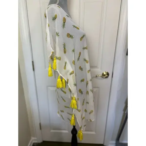 Pineapple Beach Cover Up Tassels Tropical Vacation Coastal Grandma White Size undefined