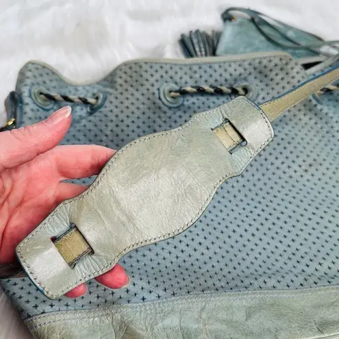 Balenciaga Pale Blue Arena Cross Pampille Bag