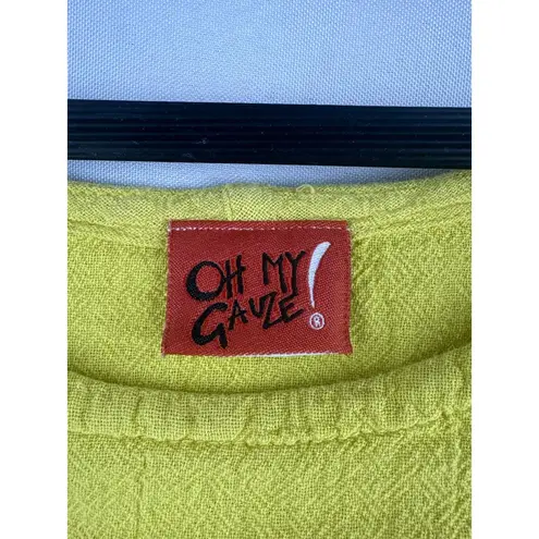 Oh My Gauze! Womens Yellow Top Size 3 100% Cotton Made In Mexico