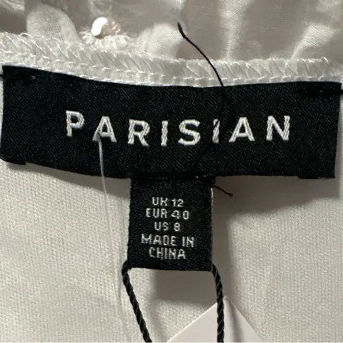 Parisian Vestido Blanco Bordado Eyelet Ruffle Hem Talla 8 – Summer Dress White