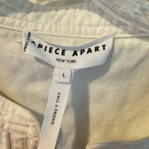 Apiece Apart Maurino Drop Waist White Collared Mini Dress | L