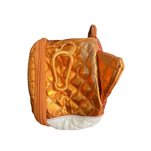 Na! Na! Na! Surprise Quilted Cat Face Purse Bag Metallic Orange White Design