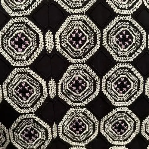 T Tahari Tahari Calypso Coat Black White Geometric Embroidered Jacket Size Small