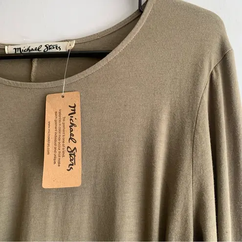 Michael Stars NWT Faux Wrap Tie Waist Long Sleeve Tee Dress Size Large