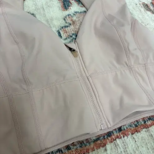 FP Movement Free People It’s An Illusion Crop Lined Zip Pink Sports Bra Top Sz M Size M