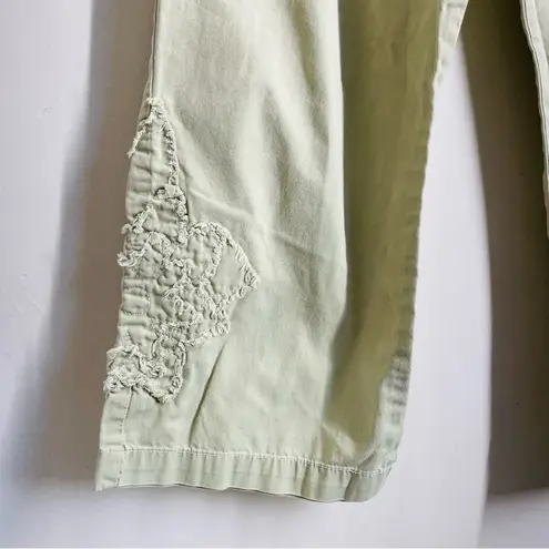 prAna  Organic Cotton Embroidered Crop Pants Light Green size XS