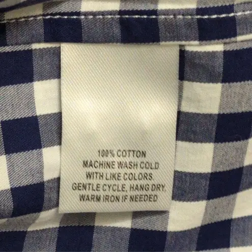 NWT UNTUCKIT Belleza Navy Gingham Button Down Regular Fit Long Sleeve Shirt Sz 0 Blue