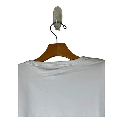 BLANKNYC Shirt Women Medium White Cotton Might Be Right Shoulder Pad Tee NWT