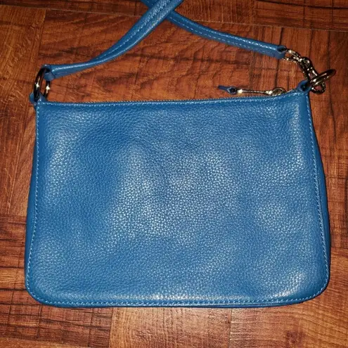 Cole Haan  Teal Blue Aqua Pebble Leather Crossbody Purse Hand‎ Bag