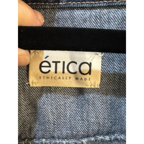 ÉTICA Mira Denim Wrap Dress Size Medium Long Sleeve Western Jean Blue