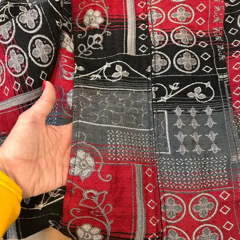 Christopher & Banks 90s Tapestry Jacket Red & Black Floral Design Women’s Large