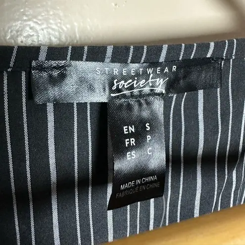 Streetwear Society SALE! Black Boutique Striped Wrap Blouse Size S NWT 2 - Image 5