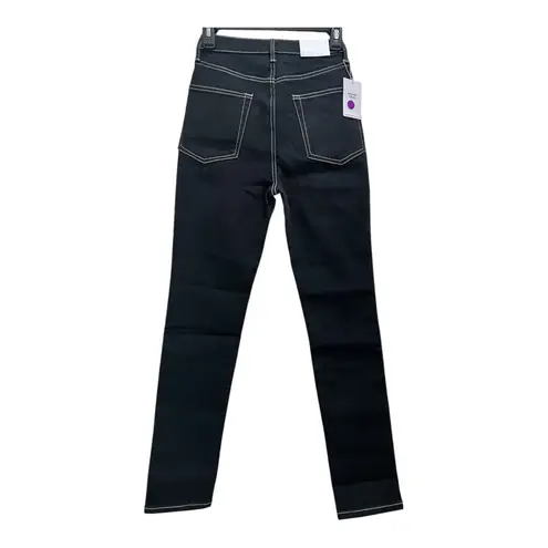 We Wore What The Danielle High Rise Vintage Straight NWT in Black/white stitching