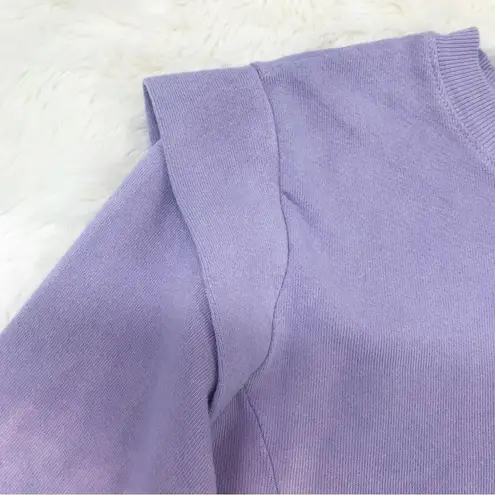 MONROW Revolve Purple Ombre Sweatshirt Top Ruffle Shoulder Cotton Medium New