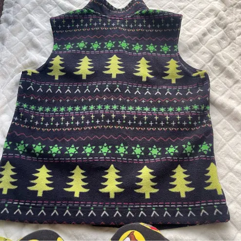 Christopher & Banks  black green Christmas tree sweater vest button up grannycore - Image 4