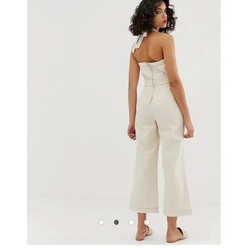 Free People  Ceelya Brown Belted Wide-Leg Halter Jumpsuit size XS