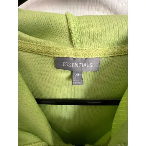Essentials Lime Green Ribbed Hooded Quarter Zip Short Sleeve Shirt Size XXL