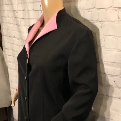 Vintage 1980s or 1990s Miss Dorby Black Blazer with Pink Trim 10