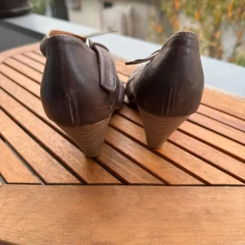 The Twins Vintage Style Brown Leather Mary Jane Pumps Ankle Strap Heels Size 41