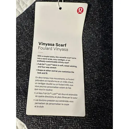 Lululemon  Vinyasa Scarf OS Black Heathered Herringbone Logo Wrap Luon NEW